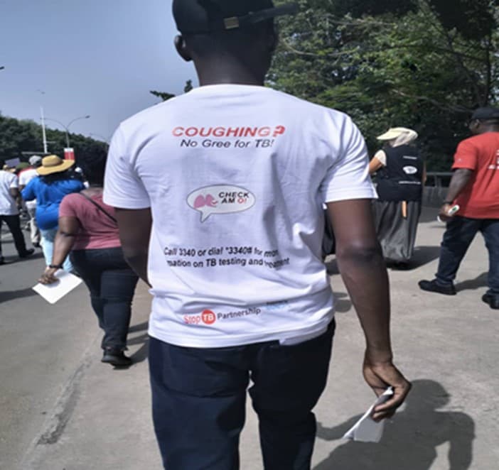 Sensitization of some market women at the Garki Old Market during the road walk to sensitize the public about tuberculosis and available free screening and treatment services.