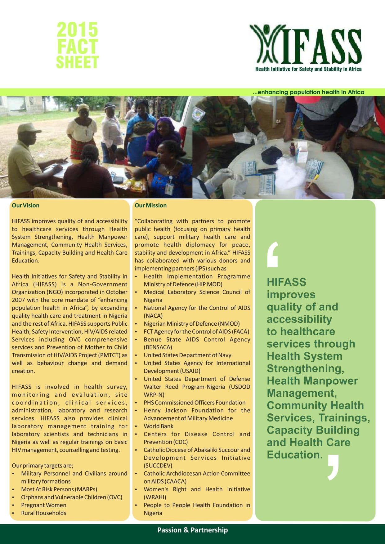 Cover of Hifass fact sheet 2015